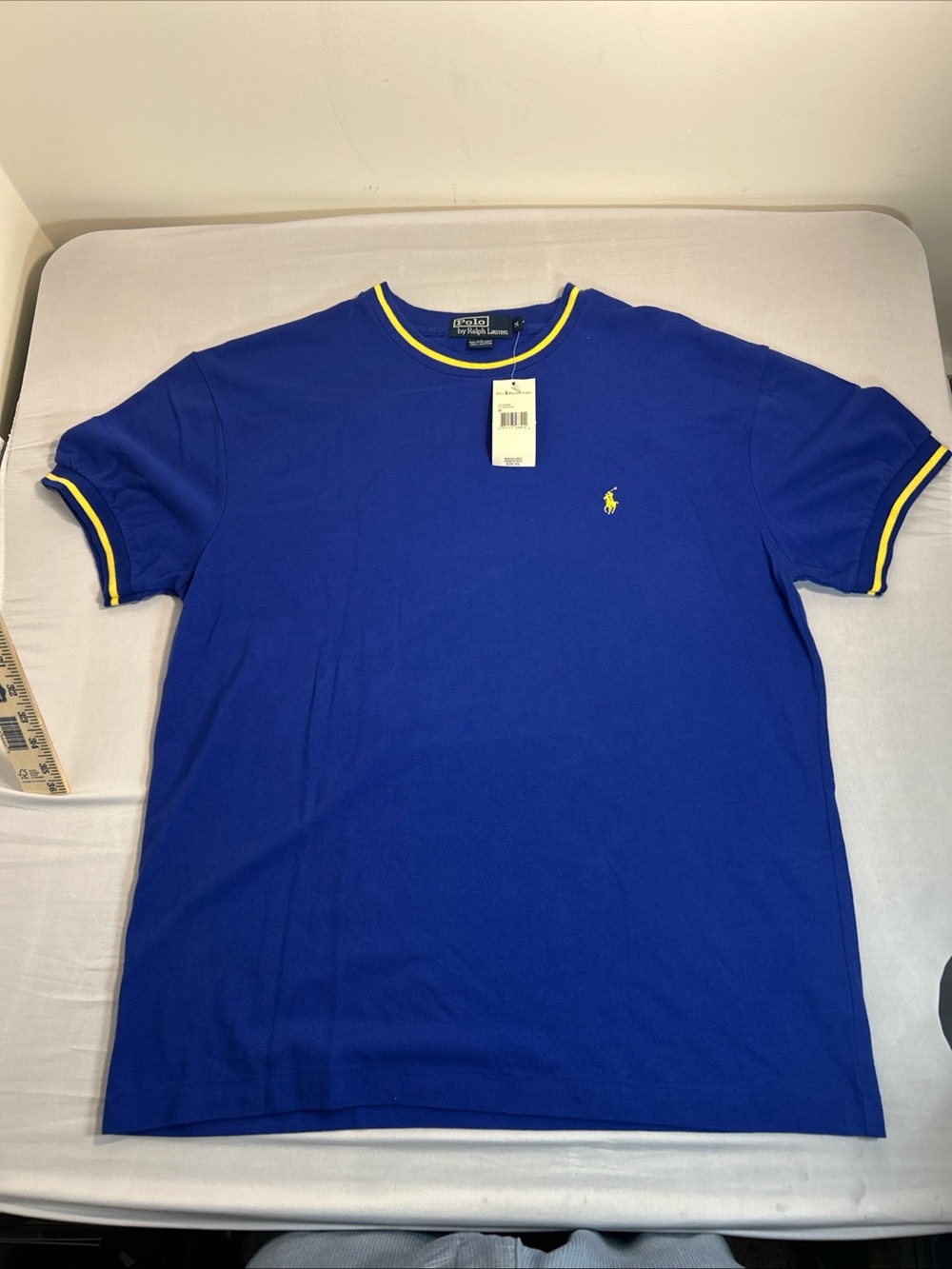 Ralph Lauren Royal Blue Short-Sleeve Crewneck Tee with Yellow Trim